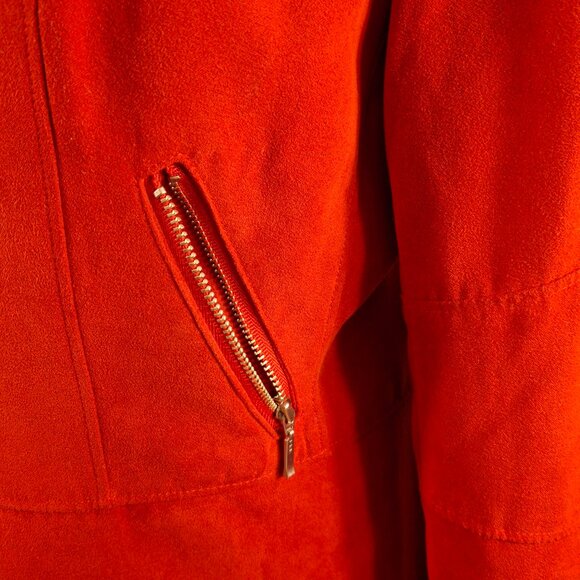 Peplum Crop Sz 16P Conrad C Proportion Petite Red Suede Blazer Jacket Zip Lined - Picture 2 of 15